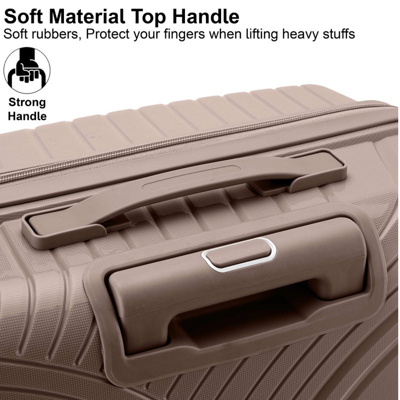 SENATOR Unisex Hard Case Large Checked Luggage Lightweight PP Fashion Trolley Luggage with 360° Degree 4 Twin Wheel and Safe Zippers KH1010 Khaki - Image 4